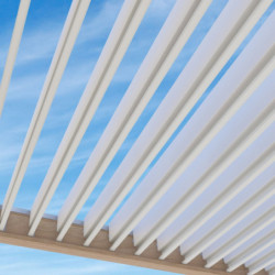 Pergola en alu aspect bois - lames blanches - store - 3x4m Ombrea