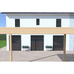 Pergola en alu aspect bois - lames blanches - store - 3x4m Ombrea