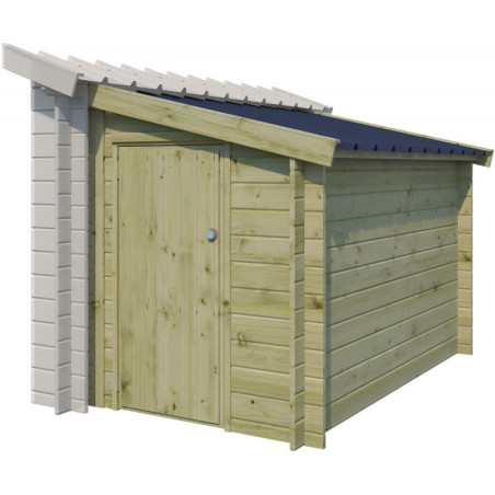 Annexe latérale 150x265cm en bois traité+toit en acier - Gardenas