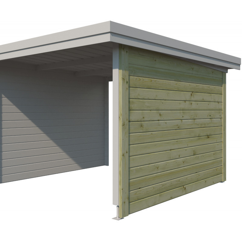 Paroi latérale extension abri Oregon 295cm en bois traité Gardenas