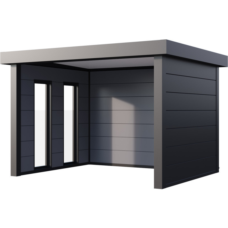 Abri 10,7m² Singolo 3630 Telluria en acier anthracite+2 fenêtres