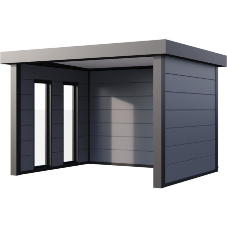 Abri 10,7m² Singolo 3630 Telluria en acier gris clair+2 fenêtres