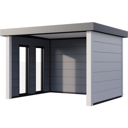 Abri 10,7m² Singolo 3630 Telluria en acier blanc + 2 fenêtres