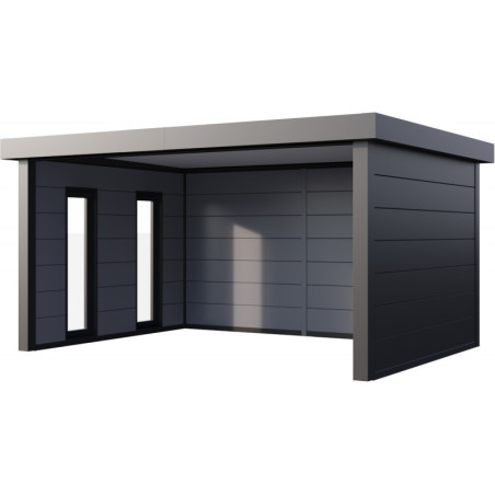 Abri 17,1m² Singolo 4836 Telluria en acier anthracite+2 fenêtres