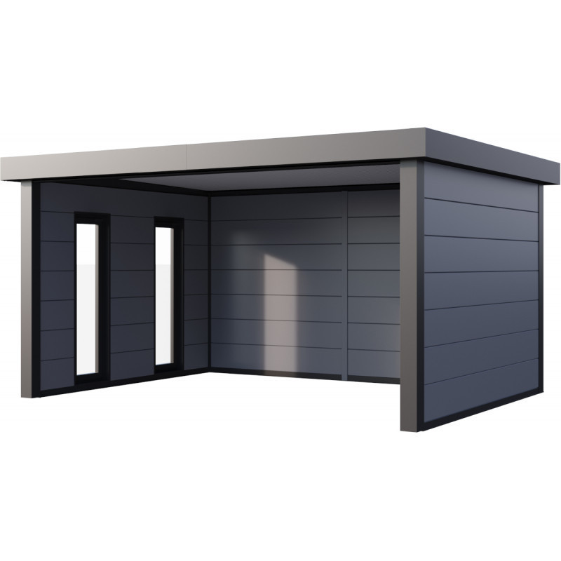 Abri 17,1m² Singolo 4836 Telluria en acier gris clair+2 fenêtres