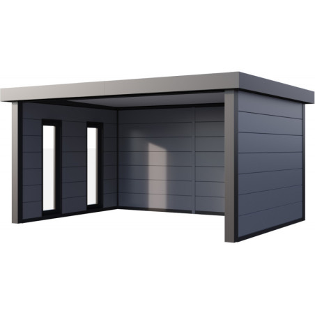 Abri 17,1m² Singolo 4836 Telluria en acier gris clair+2 fenêtres