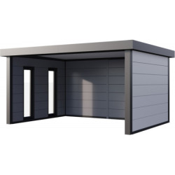 Abri 17,1m² Singolo 4836 Telluria en acier gris blanc+2 fenêtres