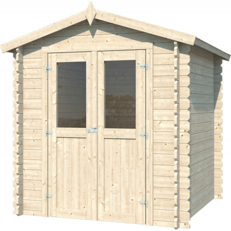 Abri de jardin deux pans en bois massif 2,45m² madriers 28mm Eden