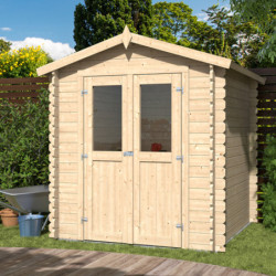 Abri de jardin deux pans en bois massif 2,45m² madriers 28mm Eden