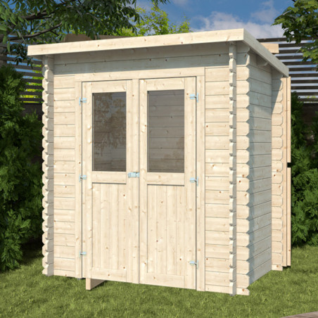 Abri de jardin monopente en bois massif 1,95m² madriers 28mm Eden