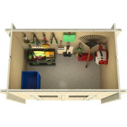 Abri de jardin monopente en bois massif 1,95m² madriers 28mm Eden