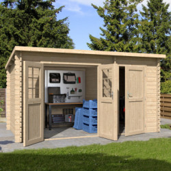 Abri de jardin 10,48m² en madriers de 28mm toit monopente - Eden