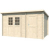 Abri de jardin 10,48m² en madriers de 28mm toit monopente - Eden