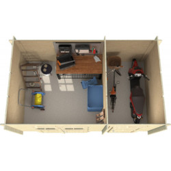 Abri de jardin 10,48m² en madriers de 28mm toit monopente - Eden