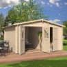 Abri de jardin 12,6m² en madriers de 28mm toit double pente - Eden