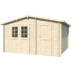 Abri de jardin 12,6m² en madriers de 28mm toit double pente - Eden