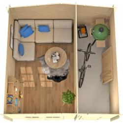 Abri de jardin 12,6m² en madriers de 28mm toit double pente - Eden