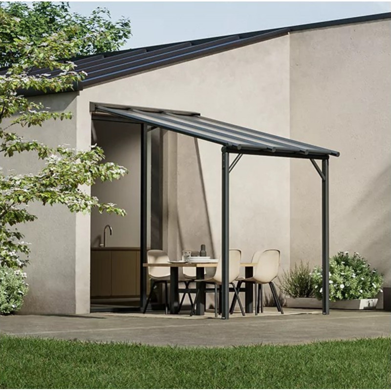 Pergola Harmonie en aluminium gris - adossée - 3x2m - Pergofrance