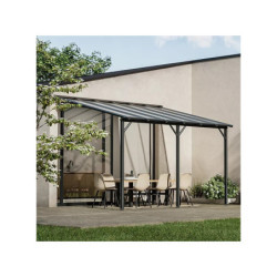 Pergola - Harmonie en aluminium , adossée gris anthracite - PERGOFRANCE
