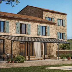 Pergola - Harmonie en aluminium , adossée gris anthracite - PERGOFRANCE