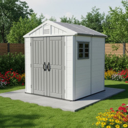 Abri de jardin HDPE beige 4,97m² avec plancher - Jôbu