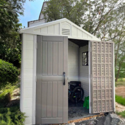 Abri de jardin HDPE beige 4,97m² avec plancher - Jôbu