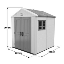 Abri de jardin HDPE beige 4,97m² avec plancher - Jôbu