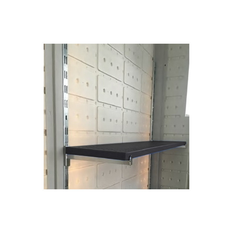 Rails + étagère pour abri de jardin en résine beige + plancher - Jôbu