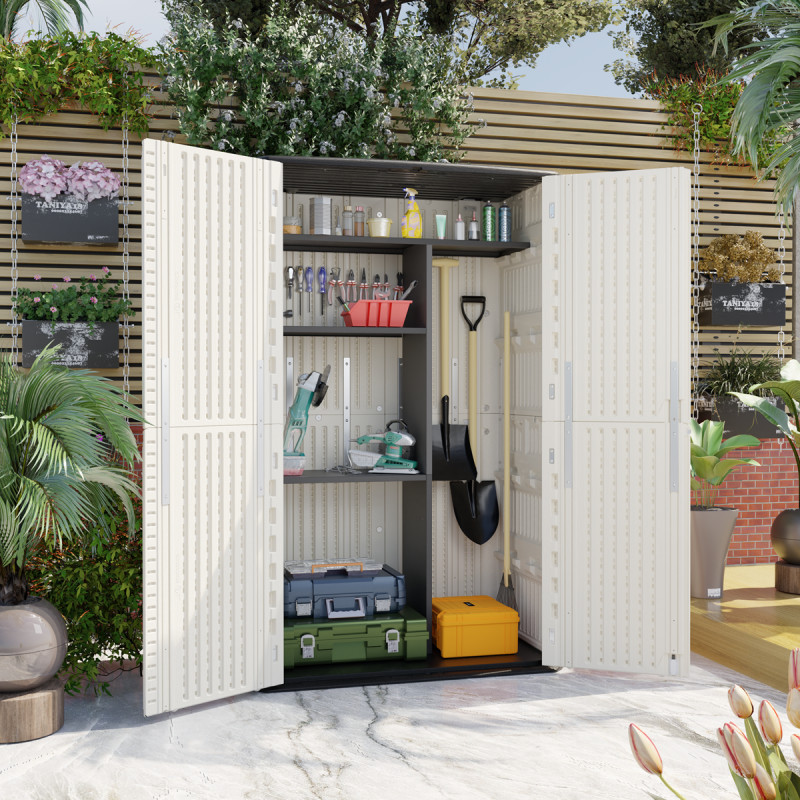 Armoire de jardin SunLife 40mm beige - Polyéthylène HD - H202cm Jôbu