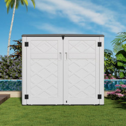 Coffre de Jardin SunLife HDPE Beige 119cm - Rangement 2 Poubelles Jôbu