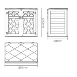 Coffre de Jardin SunLife HDPE Beige 119cm - Rangement 2 Poubelles Jôbu