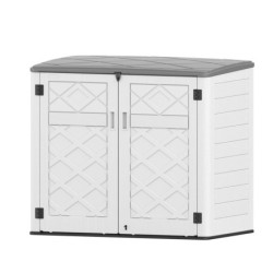 Coffre de Jardin SunLife HDPE Beige 119cm - Rangement 2 Poubelles Jôbu
