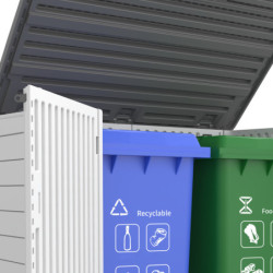 Coffre de Jardin SunLife HDPE Beige 119cm - Rangement 2 Poubelles Jôbu