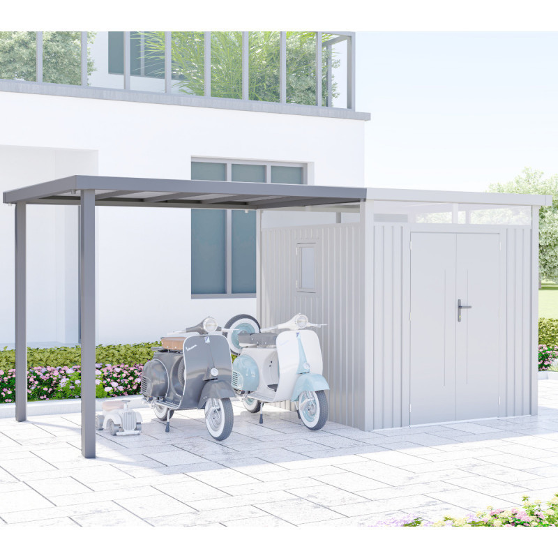 Appentis 275x230cm pour abri Kosto en acier galvanisé X-METAL