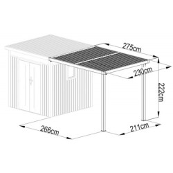 Appentis 275x230cm pour abri Kosto en acier galvanisé X-METAL