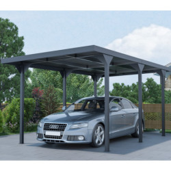 Carport en acier galvanisé anthracite 284x546cm toit plat - X-METAL