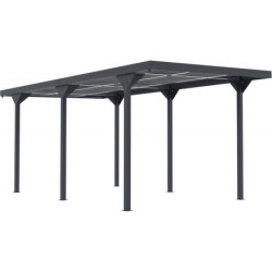 Carport en acier galvanisé anthracite 284x546cm toit plat - X-METAL