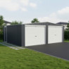 Garage double avec portes enroulables en acier galvanisé blanc et gris - X-METAL