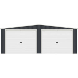 Garage double avec portes enroulables en acier galvanisé blanc et gris - X-METAL