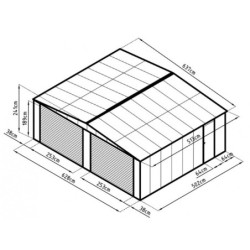 Garage double avec portes enroulables en acier galvanisé blanc et gris - X-METAL