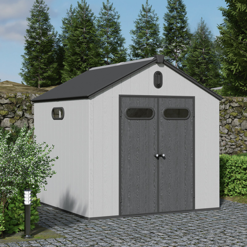 Abri de jardin toit plat polypropylène anthracite 230x230cm Jôbu