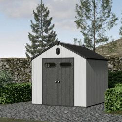 Abri de jardin toit plat polypropylène anthracite 230x230cm Jôbu