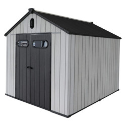 Abri de jardin toit plat polypropylène anthracite 230x230cm Jôbu