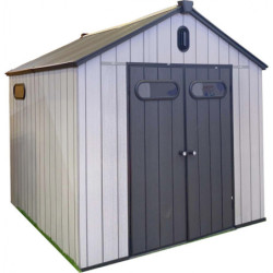 Abri de jardin toit plat polypropylène anthracite 230x230cm Jôbu