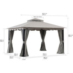 Tonnelle Stoj 3x4cm en acier thermolaqué noir et polyester Sunjoy