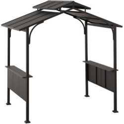 Tonnelle pour BBQ Aspe 244x152cm en acier thermolaqué noir Sunjoy