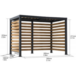 Pergola Marao 313x191cm en acier thermolaqué + bois massif Sunjoy