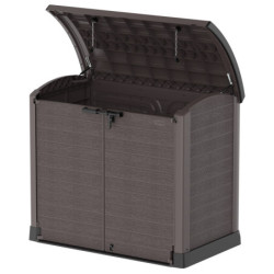 Armoire de jardin 1200L en résine marron avec couvercle arrondi DURAMAX