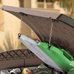 Armoire de jardin 1200L en résine marron avec couvercle arrondi DURAMAX