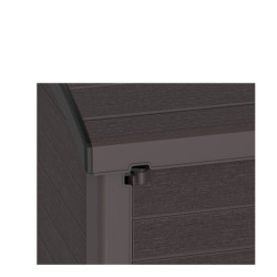Armoire de jardin 1200L en résine marron avec couvercle arrondi DURAMAX